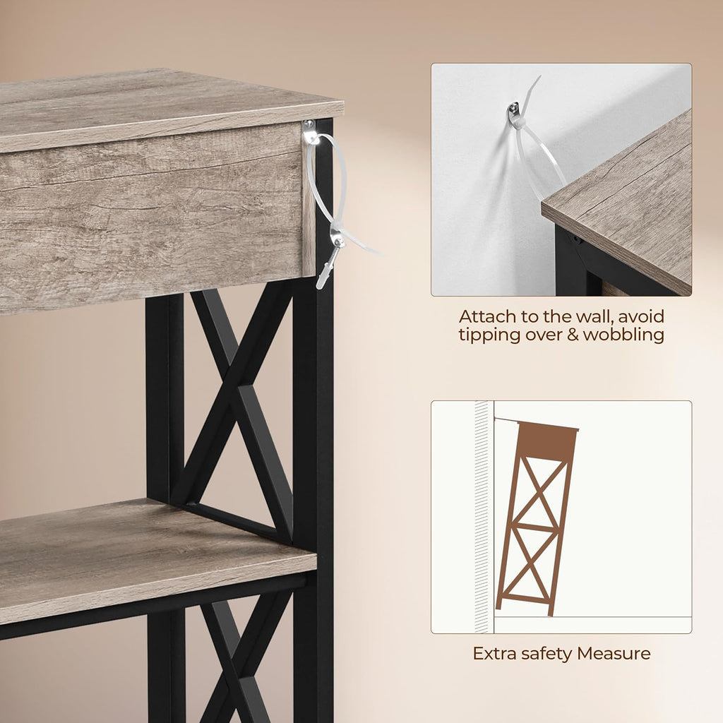 Stylish Gray Console Table with Drawer & 3-Tier Storage - Perfect for Entryway, Living Room, Hallway, and Kitchen