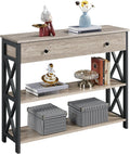 Stylish Gray Console Table with Drawer & 3-Tier Storage - Perfect for Entryway, Living Room, Hallway, and Kitchen